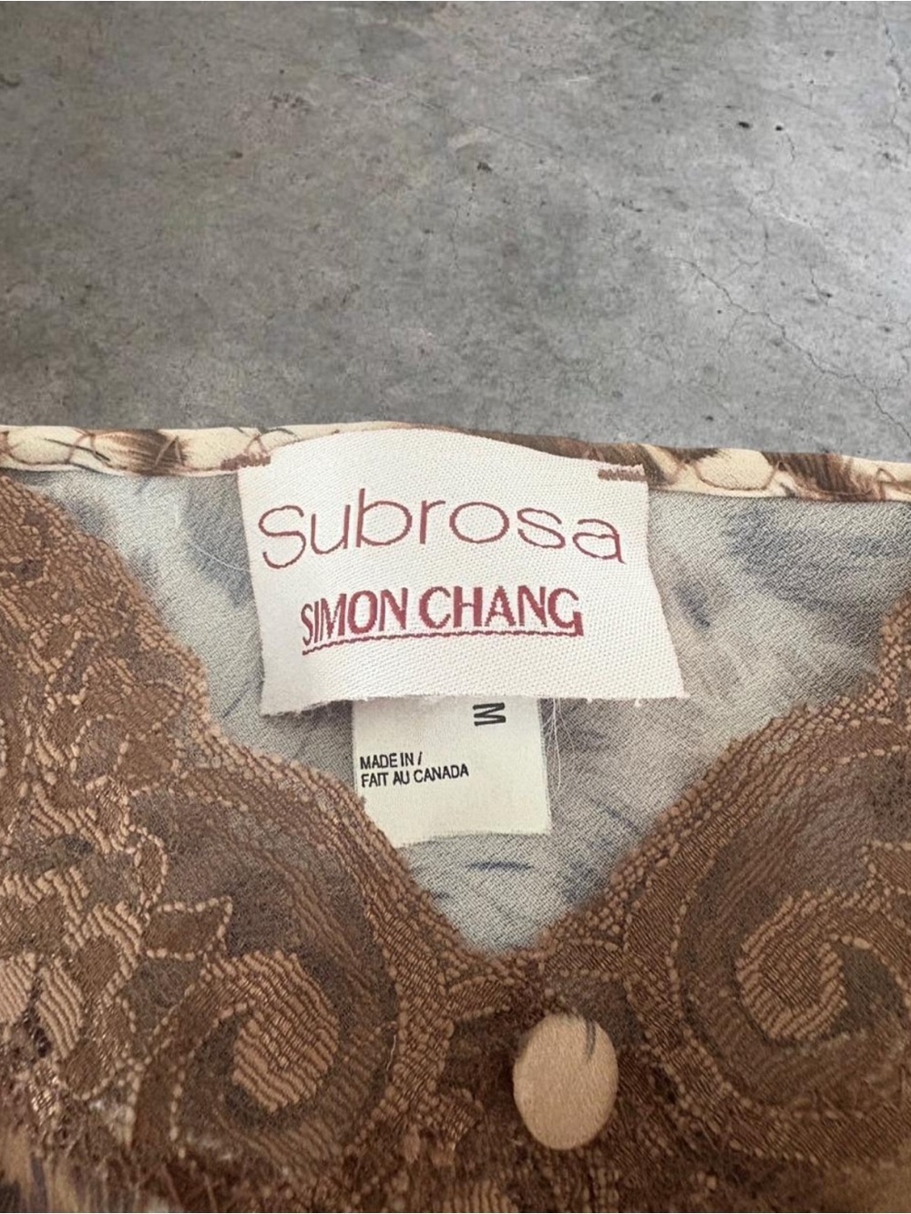 Simon Chang Brown Lace Trim Animal Print Cami - Picture 3 of 5